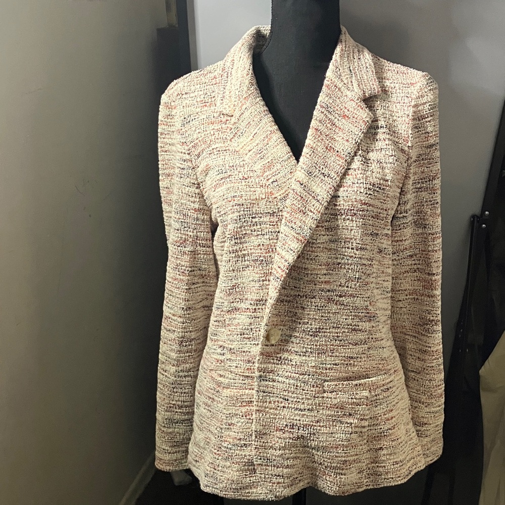 Liverpool Women's Textured Blazer in Cream and Pink